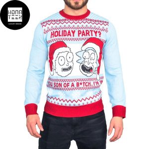 Rick And Morty Holiday Party Light Blue 2023 Ugly Christmas Sweater