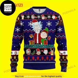 Rick And Morty Santa Man Patterns Holiday 2023 Ugly Christmas Sweater