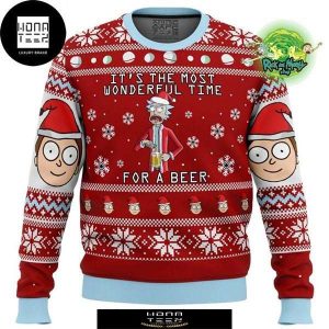 Rick and Morty Time For A Beer 2023 Ugly Christmas Sweater