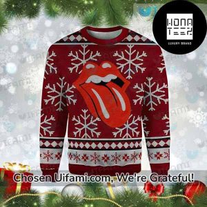 Rolling Stones Classic With Snowflakes 2023 Ugly Christmas Sweater