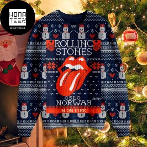 Rolling Stones Olso Norway 26th 14 On Fire 2023 Ugly Christmas Sweater