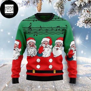 Santa Claus And Music Notes 2023 Ugly Christmas Sweater