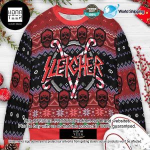 Sleigher Candy Cane Skull 2023 Ugly Christmas Sweater