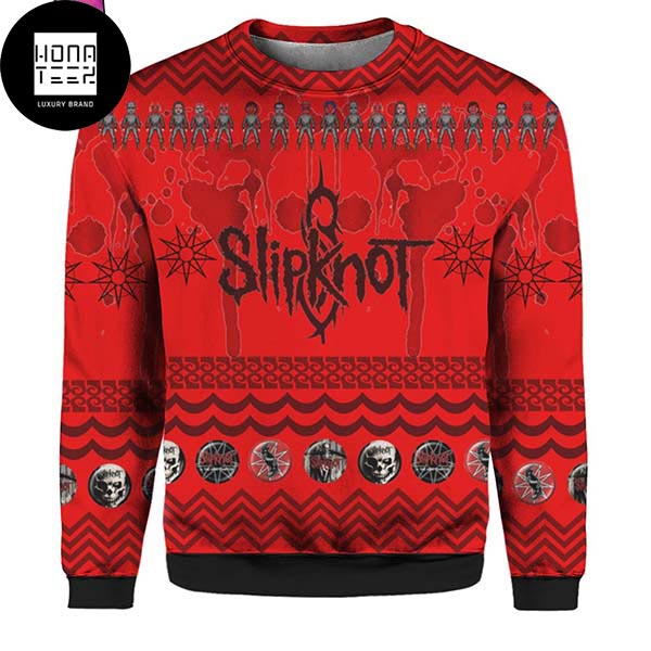 Slipknot Logo Snowflakes Red And Grey 2023 Ugly Christmas Sweater ...