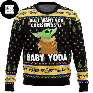 Star Wars All I Want For Christmas Is Baby Yoda 2023 Ugly Christmas Sweater
