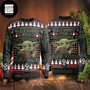 Star Wars All I Want For Christmas Is Baby Yoda Christmas Tree Holiday 2023 Ugly Christmas Sweater
