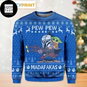 Star Wars Baby Yoda Pew Pew Madafakas 2023 Ugly Christmas Sweater