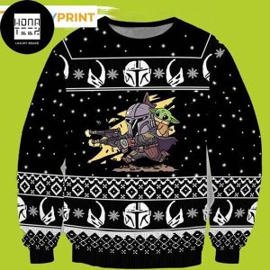 Star Wars Baby Yoda Shooting Gun Pew Pew 2023 Ugly Christmas Sweater