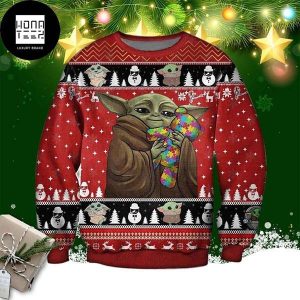 Star Wars Baby Yoda With Puzzles Autism 2023 Ugly Christmas Sweater