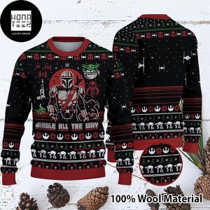 Star Wars Jingle All The Way Mandalorian Yoda 2023 Ugly Christmas Sweater