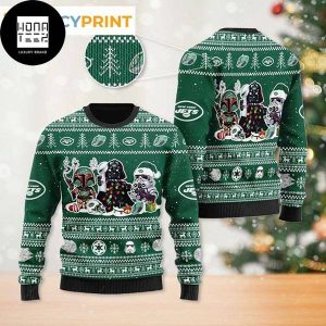 Star Wars New York Jets Full Dark Green 2023 Ugly Christmas Sweater