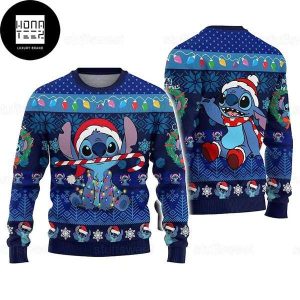 Stitch Eat Candy Canes 2023 Ugly Sweater