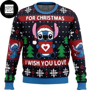 Stitch For Christmas I Wish You Love 2023 Ugly Christmas Sweater