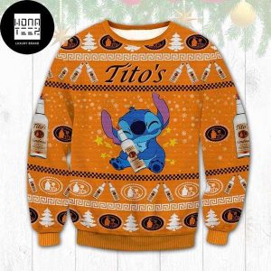 Stitch Hug Titto Orange Color 2023 Ugly Christmas Sweater
