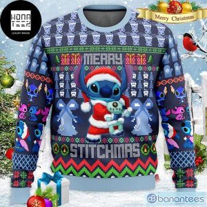 Stitch Merry Stitchmas Santa Pattern 2023 Ugly Christmas Sweater