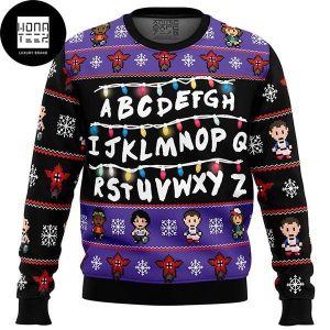 Stranger Things Alphabet Purple 2023 Ugly Christmas Sweater