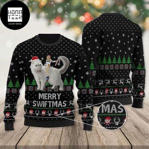 Taylor Swift Sit On The Cat Black Xmas Gifts 2023 Ugly Christmas Sweater