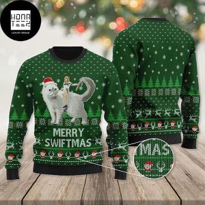 Taylor Swift Sit On The Cat Green Xmas Gifts 2023 Ugly Christmas Sweater
