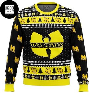 Wu Tang Logo Signature Yellow And Black Xmas Gifts 2023 Ugly Christmas Sweater
