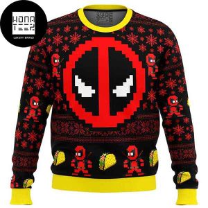 Deadpool Logo With Tacos Pattern 2023 Ugly Christmas Sweater