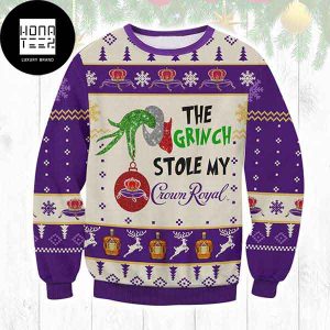 Grinch Stole Crown Royal 2023 Ugly Christmas Sweater