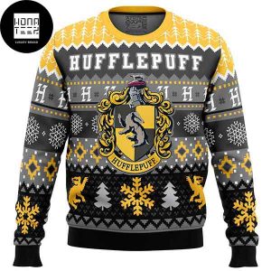 Harry Potter Hufflepuff House Yellow Snowflakes 2023 Ugly Christmas Sweater