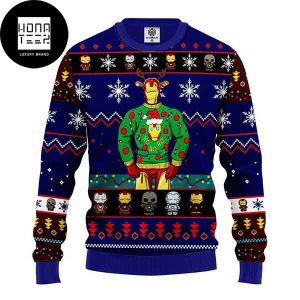 Iron Man Cute Wear Ho Ho Ho Green Sweater 2023 Ugly Christmas Sweater