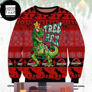Jurassic Park Tree Rex Bling Bling 2023 Ugly Christmas Sweater