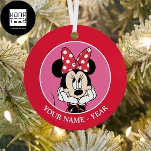 Minnie Mouse Head in Hands Customized Name And Year 2023 Christmas Ornament