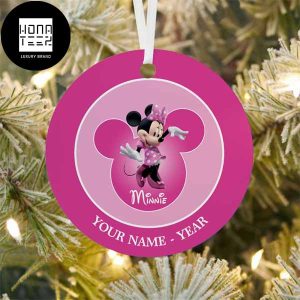Minnie Mouse Pink Dancing Xmas Holiday Customized Name And Year 2023 Christmas Ornament