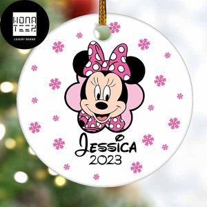 Minnie Mouse Snowflakes Pink Customized Name And Year 2023 Christmas Ornament