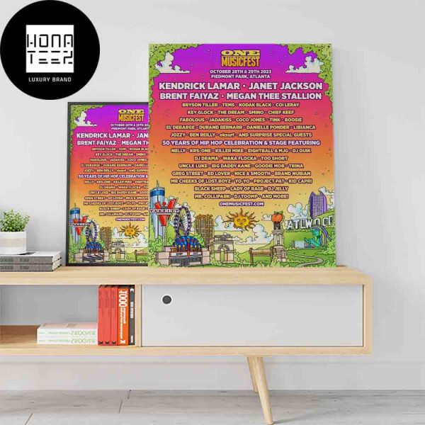 One Music Fest October 28-29 2023 Piedmont Park Atlanta Fan Gifts Home Decor Poster Canvas