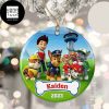 Paw Patrol Friends With Santa Hat Custom Name And Year 2023 Christmas Ornament