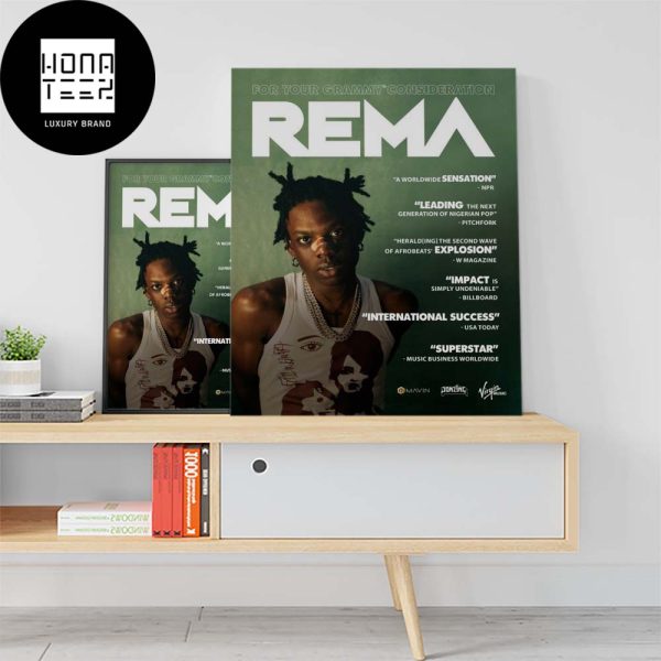 Rema For Your Consideration Banner For The 2024 Grammys Fan Gifts Home Decor Poster Canvas