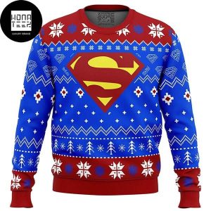 Super Heroes Superman Christmas Tree Pattern 2023 Ugly Christmas Sweater