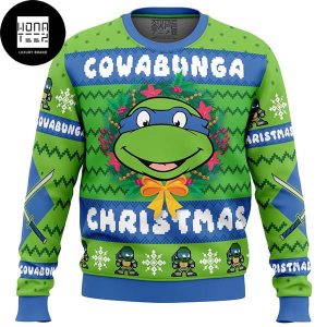 TMNT Cowabunga Leonardo Christmas Teenage Mutant Ninja Turtles 2023 Ugly Christmas Sweater
