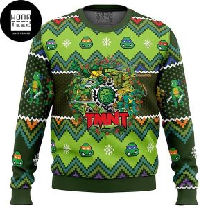 TMNT Teenage Mutant Ninja Turtles Snowflakes Pattern 2023 Ugly Christmas Sweater