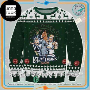 The Simpsons And Jameson Rick Sanchez Lets Get Drunk Today 2023 Ugly Christmas Sweater