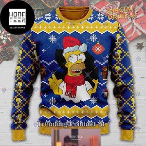 The Simpsons Homer Simpson With Santa Hat 2023 Ugly Christmas Sweater