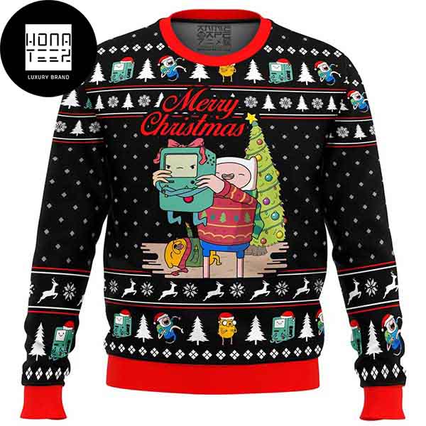 Advanture Time Merry Christmas BMO Finn 2023 Ugly Christmas Sweater