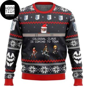 Attack On Titan Colossal Claus Is Coming To Town 2023 Ugly Christmas Sweater