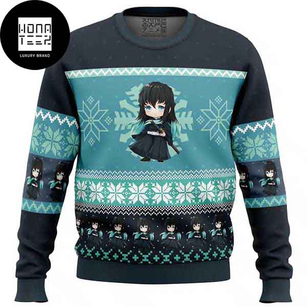 Demon Slayer Anime Chibi Xmas Muichiro Tokito 2023 Ugly Christmas Sweater