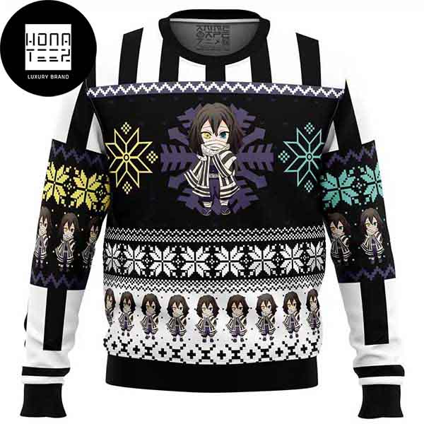 Demon Slayer Anime Chibi Xmas Obanai Iguro 2023 Ugly Christmas Sweater