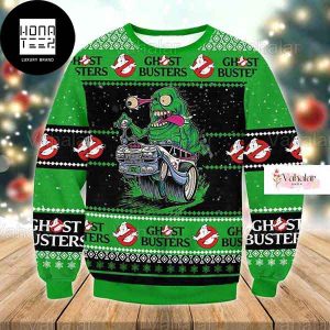 Ghostbusters Slimer Driving Car 2023 Christmas Ugly Sweater