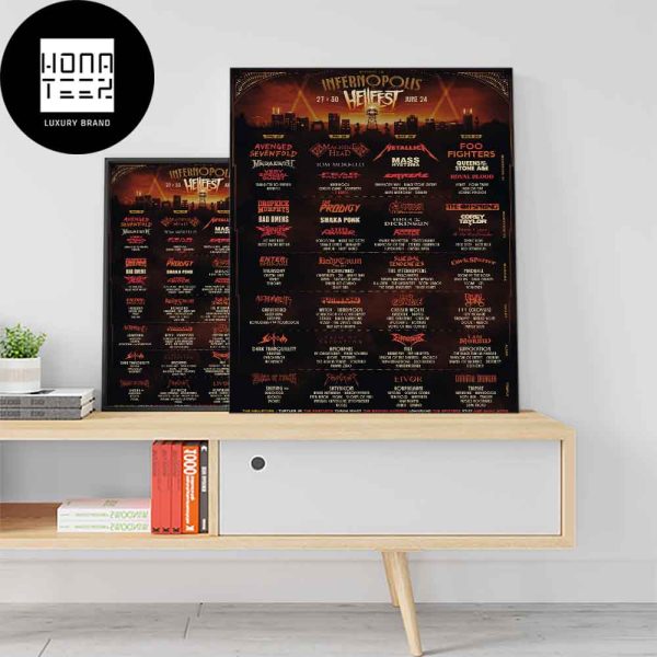 Hellfest Open Air Festival ⁣27-30 June 2024 Infernopolis Lineup Fan Gifts Home Decor Poster Canvas