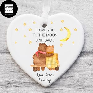 I Love You To The Moon And Back Cute Bear Customized Name 2023 Christmas Ornament