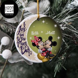 I Love You To The Moon And Back Mickey and Minnie Cute Customized Name 2023 Christmas Ornament