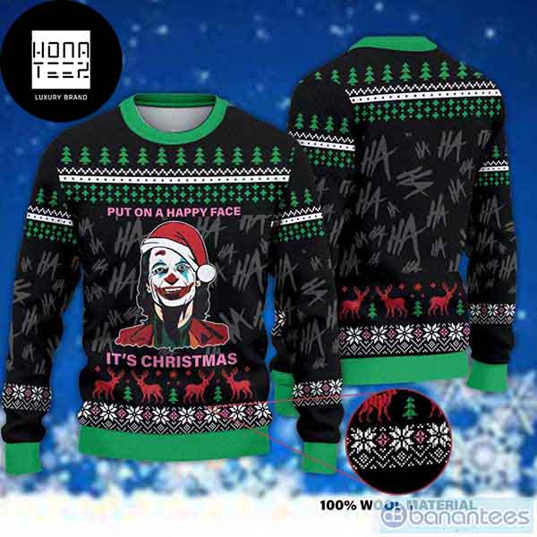 Joker Put On Happy Face It Is Christmas 2023 Ugly Christmas Sweater