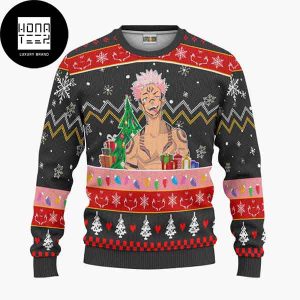Jujutsu Kaisen Ryomen Sukuna Pink Hair 2023 Ugly Christmas Sweater