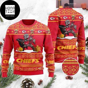 Kansas City Chiefs Baby Yoda Boba Fett 2023 Ugly Christmas Sweater